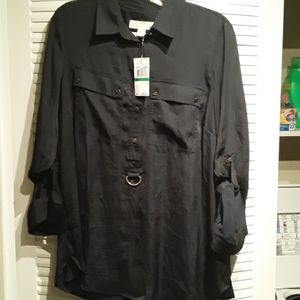 Michael Kors Amalfi Bule Zip Dress Shirt